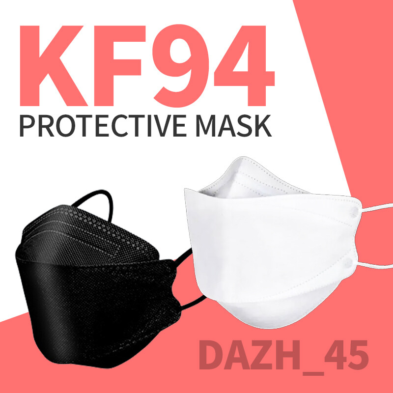 Black/White KF94 Face Mask [1-1000pcs] 4 Layers Respirators Protective Covers