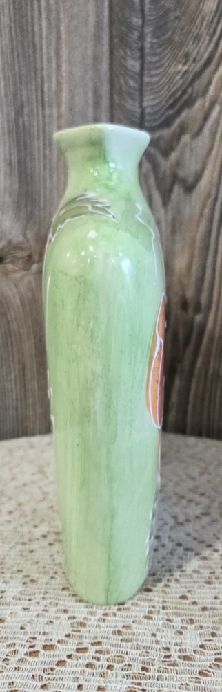 ceramic Thin vase featuring a hand-painted floral design