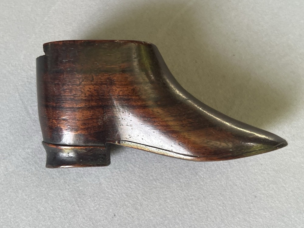 Antique Wooden Shoe Snuff Box Missing Top