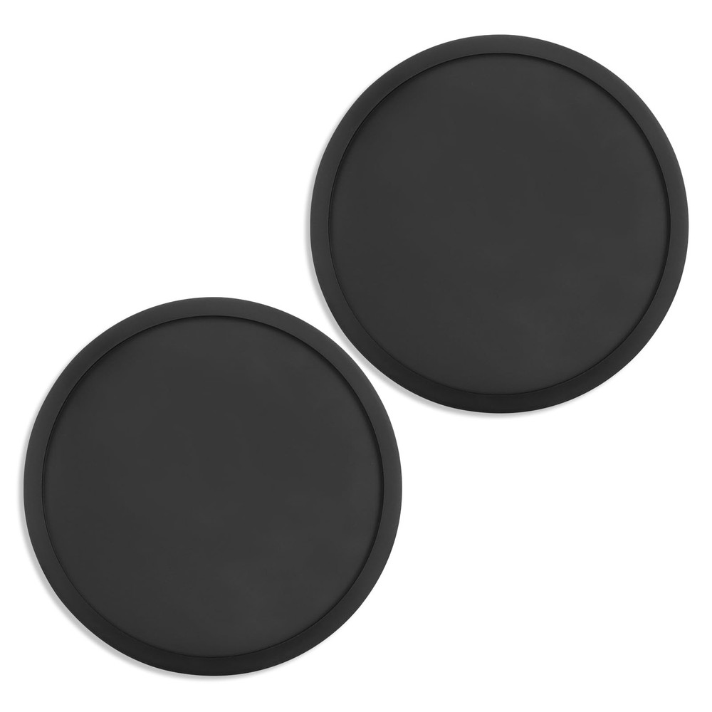 2 Pack Silicone Coasters for Drinks, Round Black 2pack- Coaster