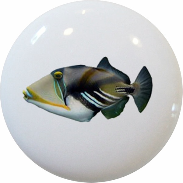 Tropical FISH Picasso TRIGGERFISH Cabinet DRAWER Pull KNOB Ceramic