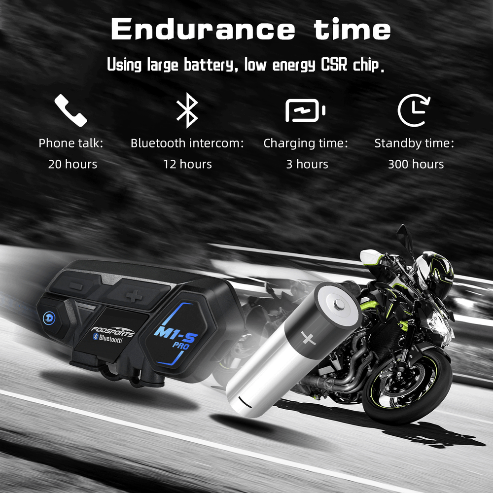 M1-S PRO Intercom Motorcycle Bluetooth Headset Helmet Interphone 8 Riders 2000M