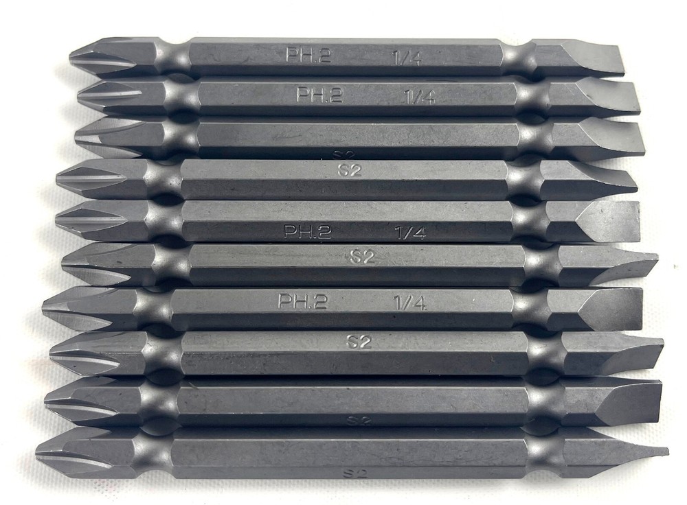 10pcs Magnetic Double Ended Slotted & #2 Phillips Screwdriver Bits