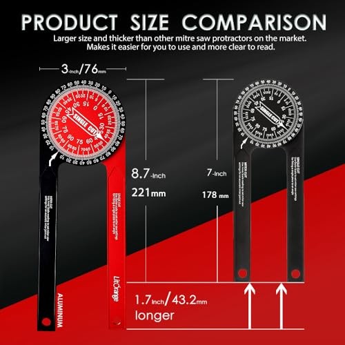 Aluminum Miter Saw Protractor Plus | 8.7-Inch Angle Finder Featuring 1 Pack