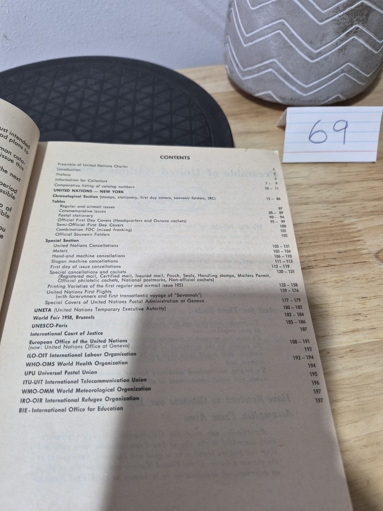 1968 United Nations Stamp Collector Catalog Book