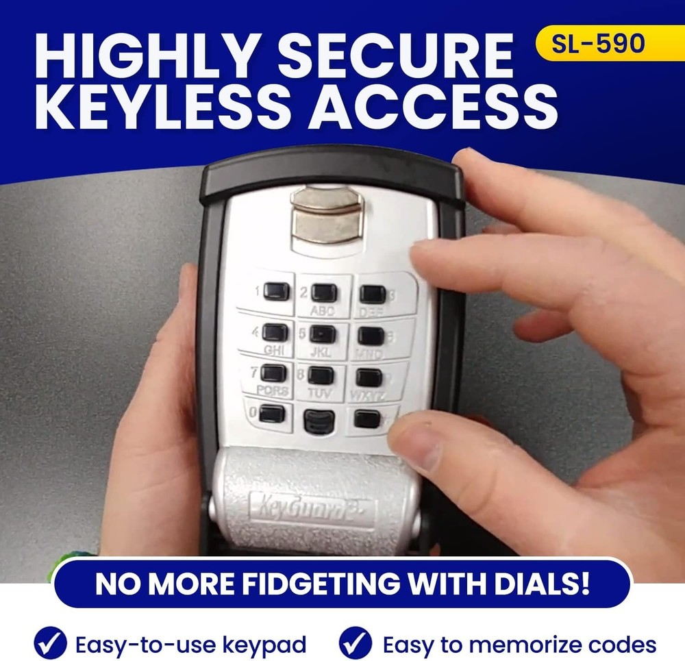 KeyGuard SL-590 Punch Button Lock Box - Secure Wall Mount Key Storage for Homes