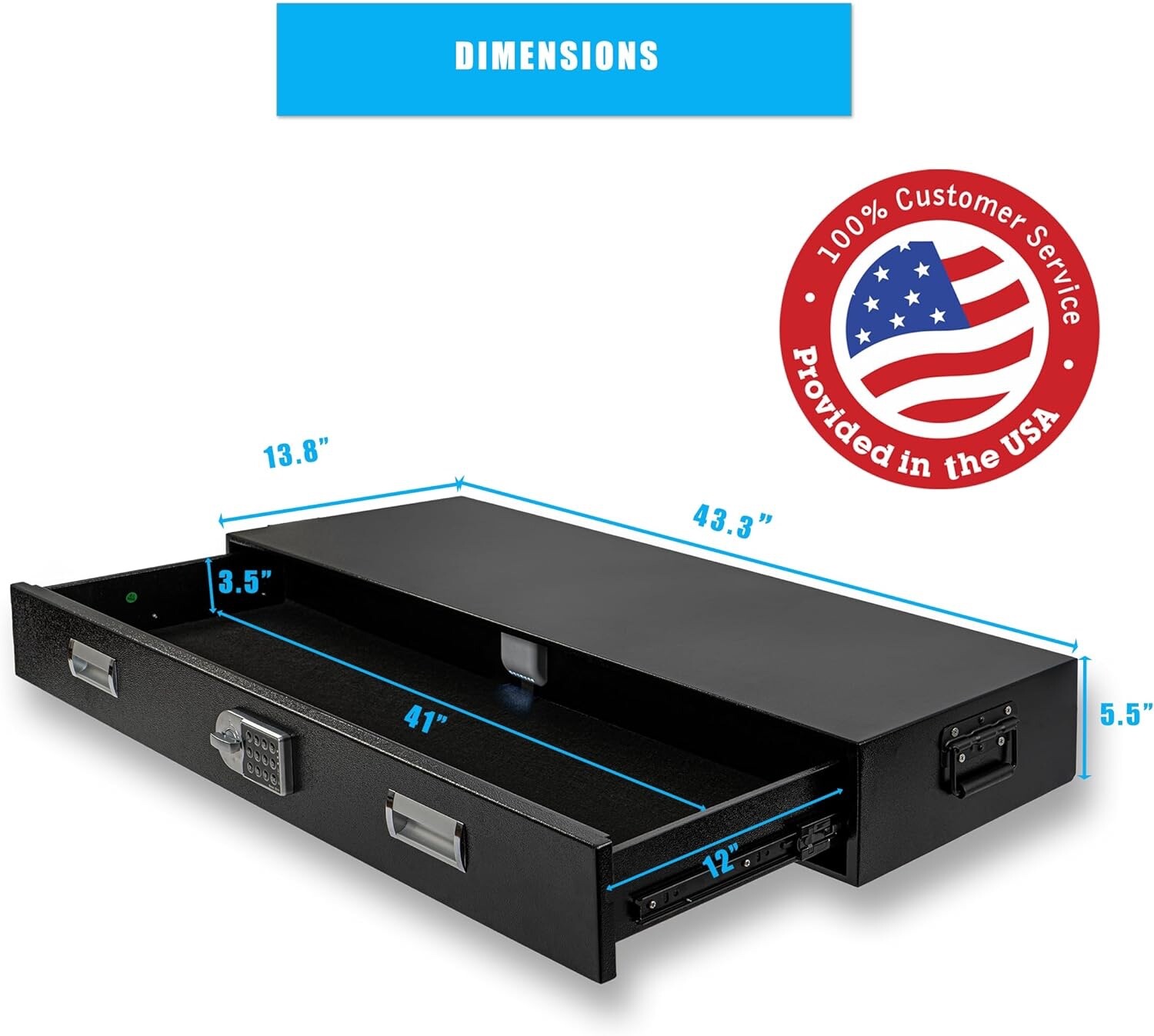 Under Bed Safe Drawer - Long Storage Case for Car Trunk