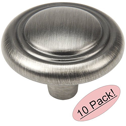 *10 Pack* Cosmas Cabinet Hardware Antique Silver Round Cabinet Knobs #2202AS