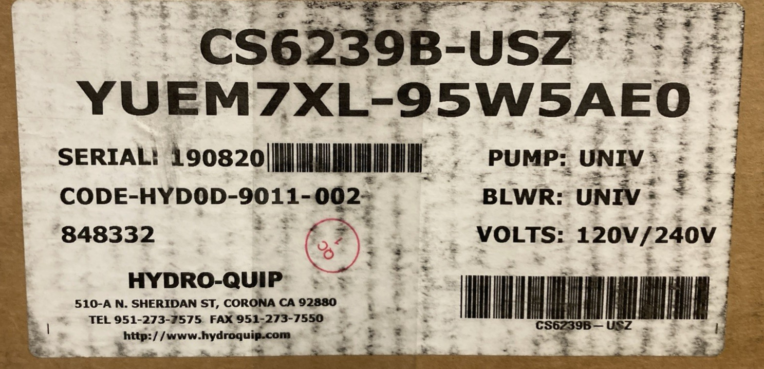 NEW GENUINE HYDRO-QUIP CS6239B-USZ Balboa Series SPA CONTROL SYSTEM