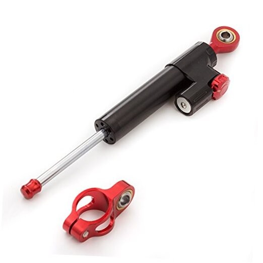 Motorcycle Adjustable Universal Steering Damper Stabilizer Control black+red