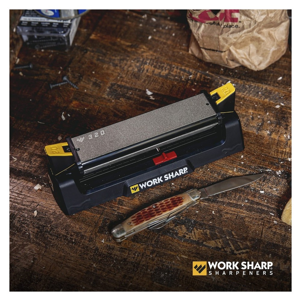 WORK SHARP Benchstone Knife Sharpener 3-Sided Manual Use