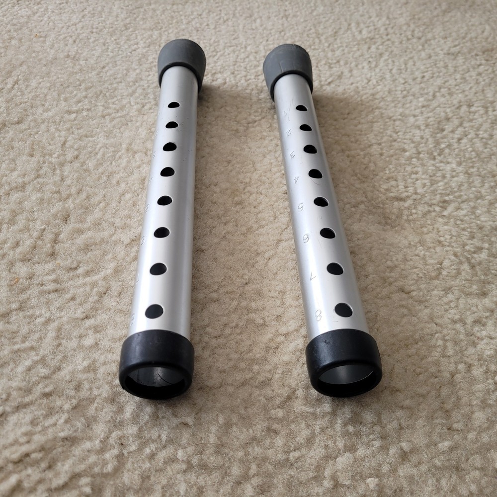 Folding Walker Replacement Legs with Rubber Tips Gray, 1 pair, Universal Fitting