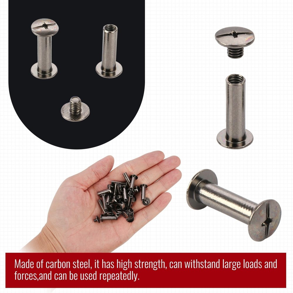 Chicago Binding Screws - 5mm x 12mm Binding Posts - 9.5mm Phillips Nut - Chic...