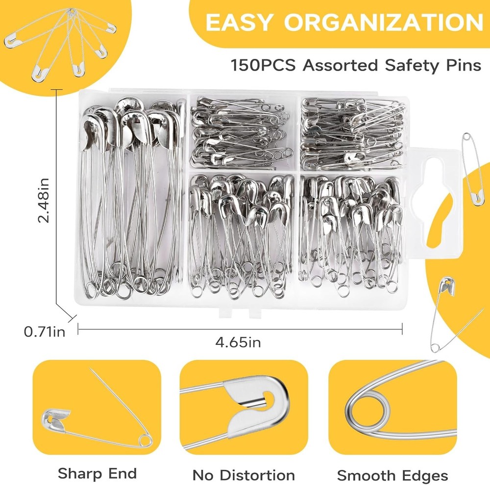 Large and Small Safety Pins Assortment
