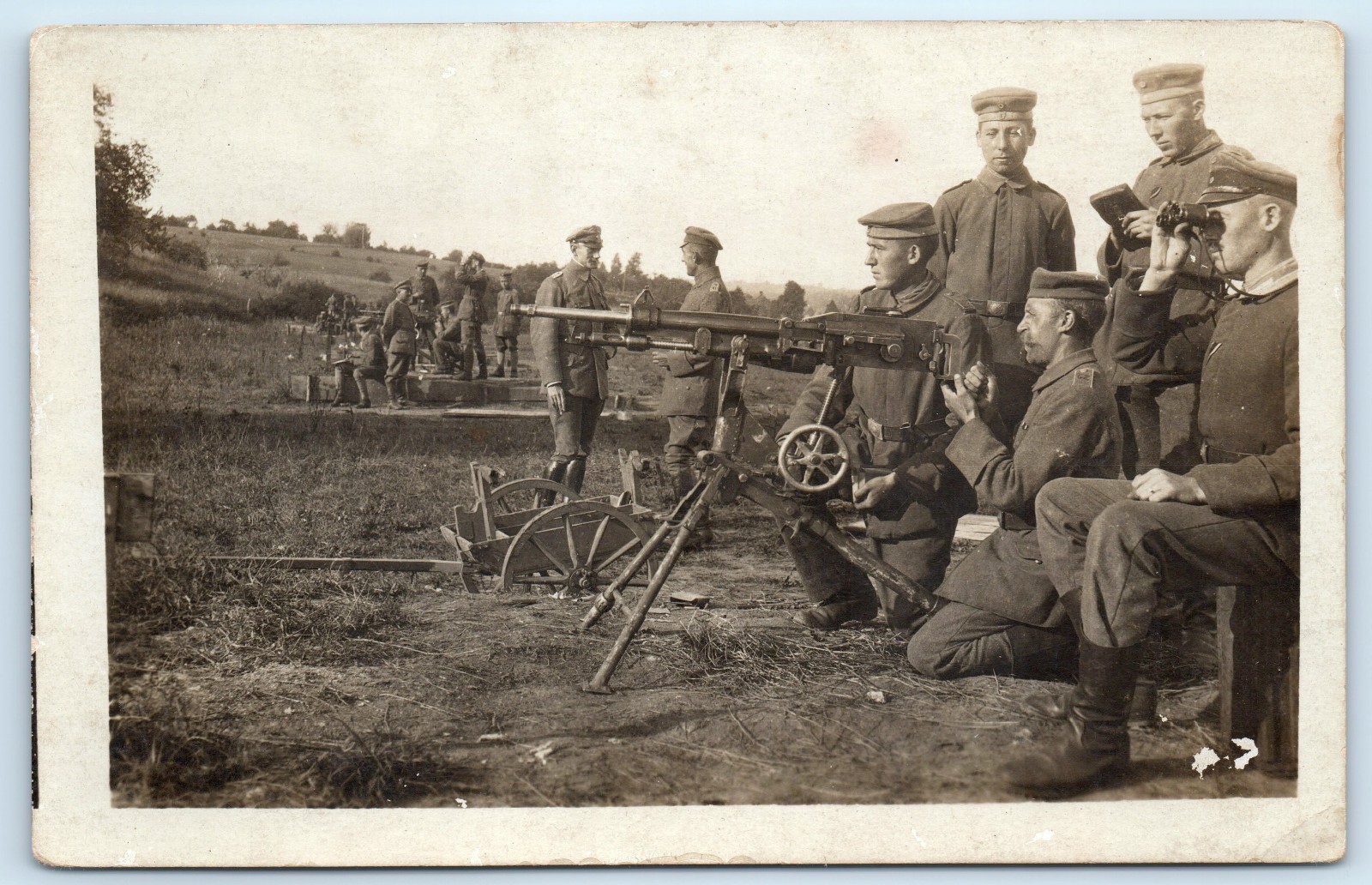 WWI German Soldiers Hotchkiss Machine Gun Real Photo Postcard RPPC