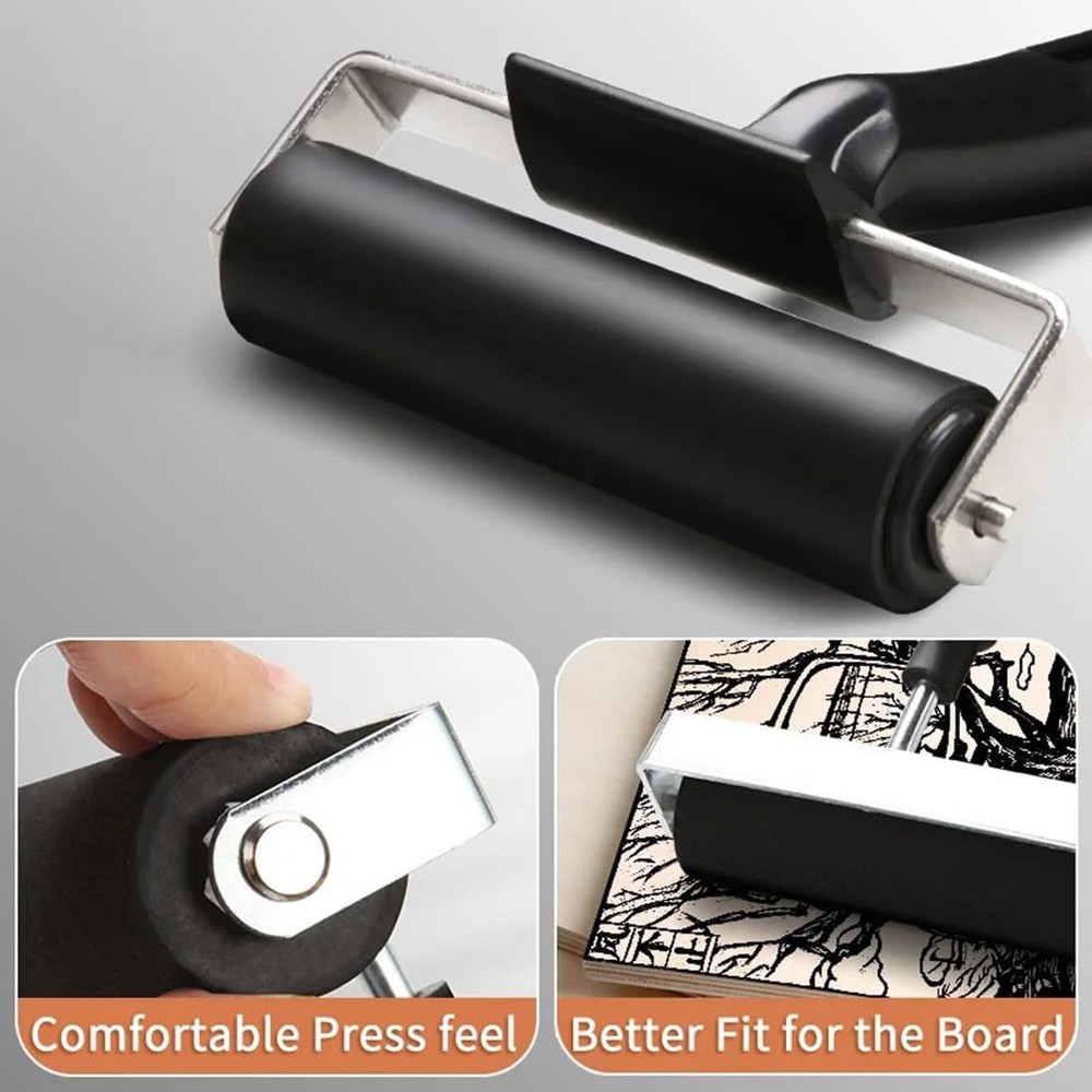4 Inch Rubber Brayer Roller for Printmaking Manual Roller Craft Tool