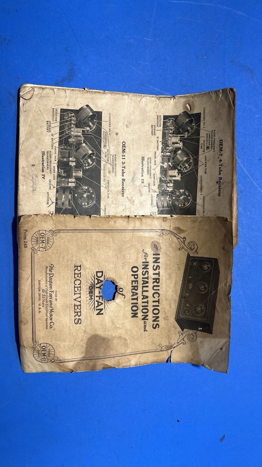 Vintage 1920s Day-Fan OEM-7 Tube Radio Receiver Untested Good Condition