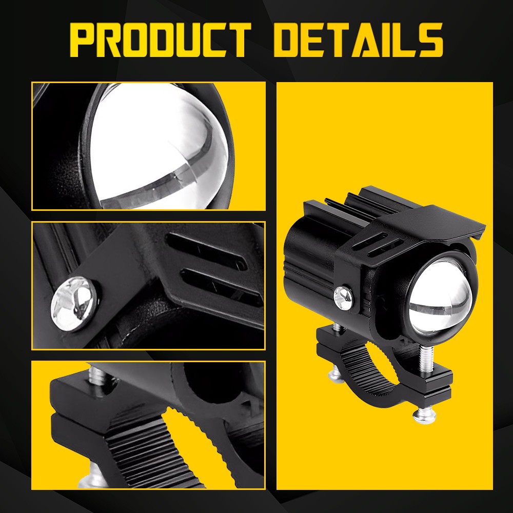 2x LED Motorcycle Spot Lights Headlight Driving Fog Auxiliary Lamp Yellow White