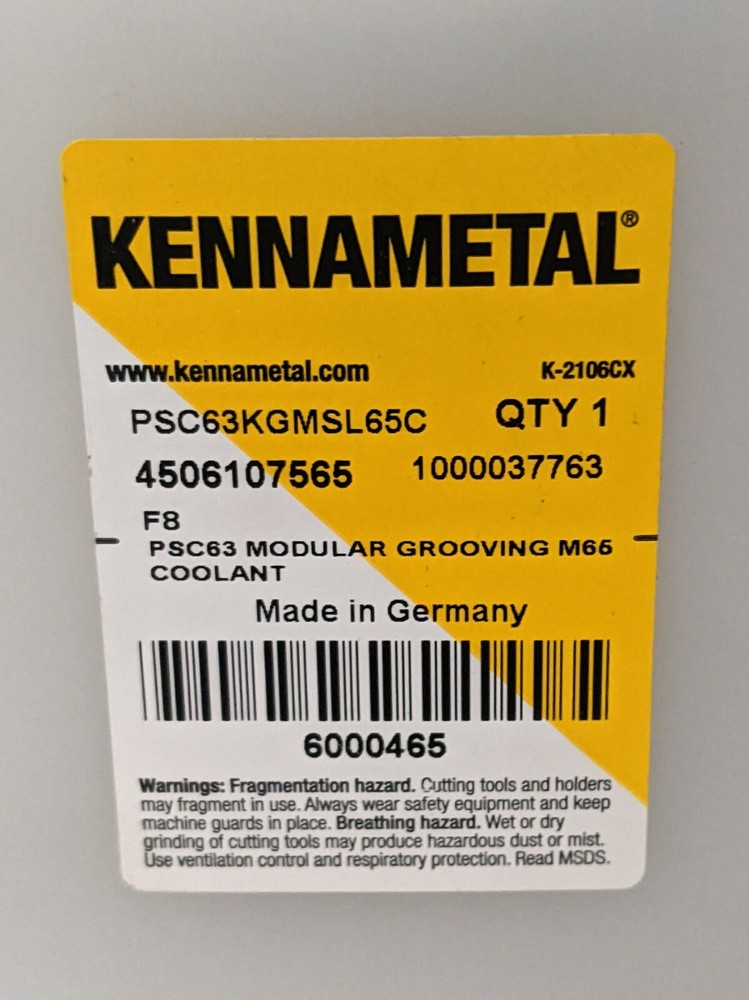 Kennametal 6000465 Modular Grooving Cutting Unit Head, PSC63