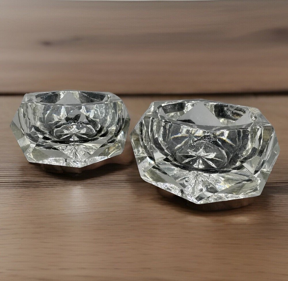 Antique 2 Richards & Hartley EAPG Star Pattern Open Salt Cellars Dips 2.25”W
