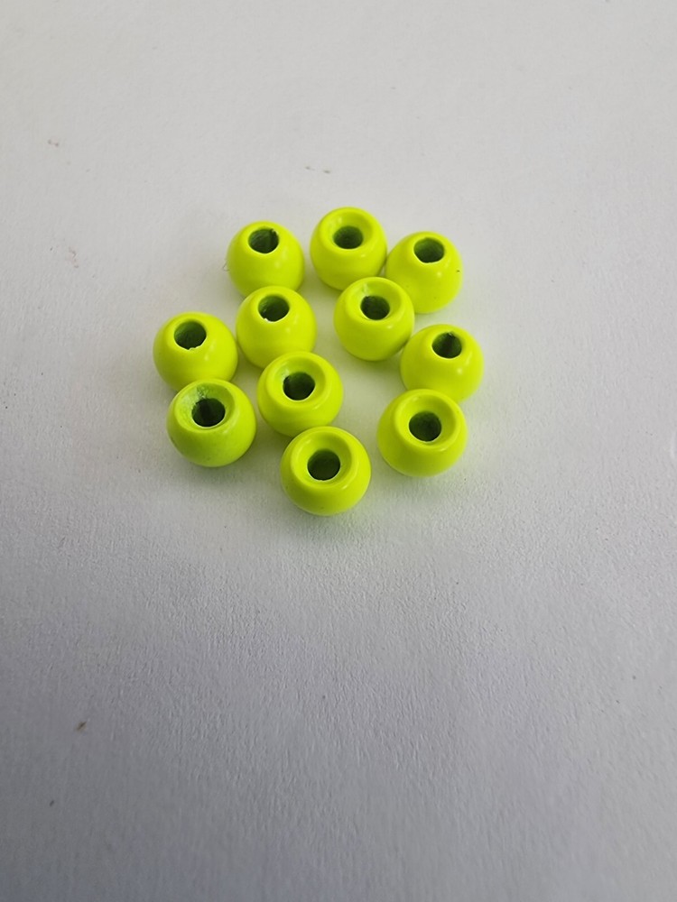 Fly Tying Materials 50 Pack 3.3mm Florescent Chartreuse Countersunk Brass Beads