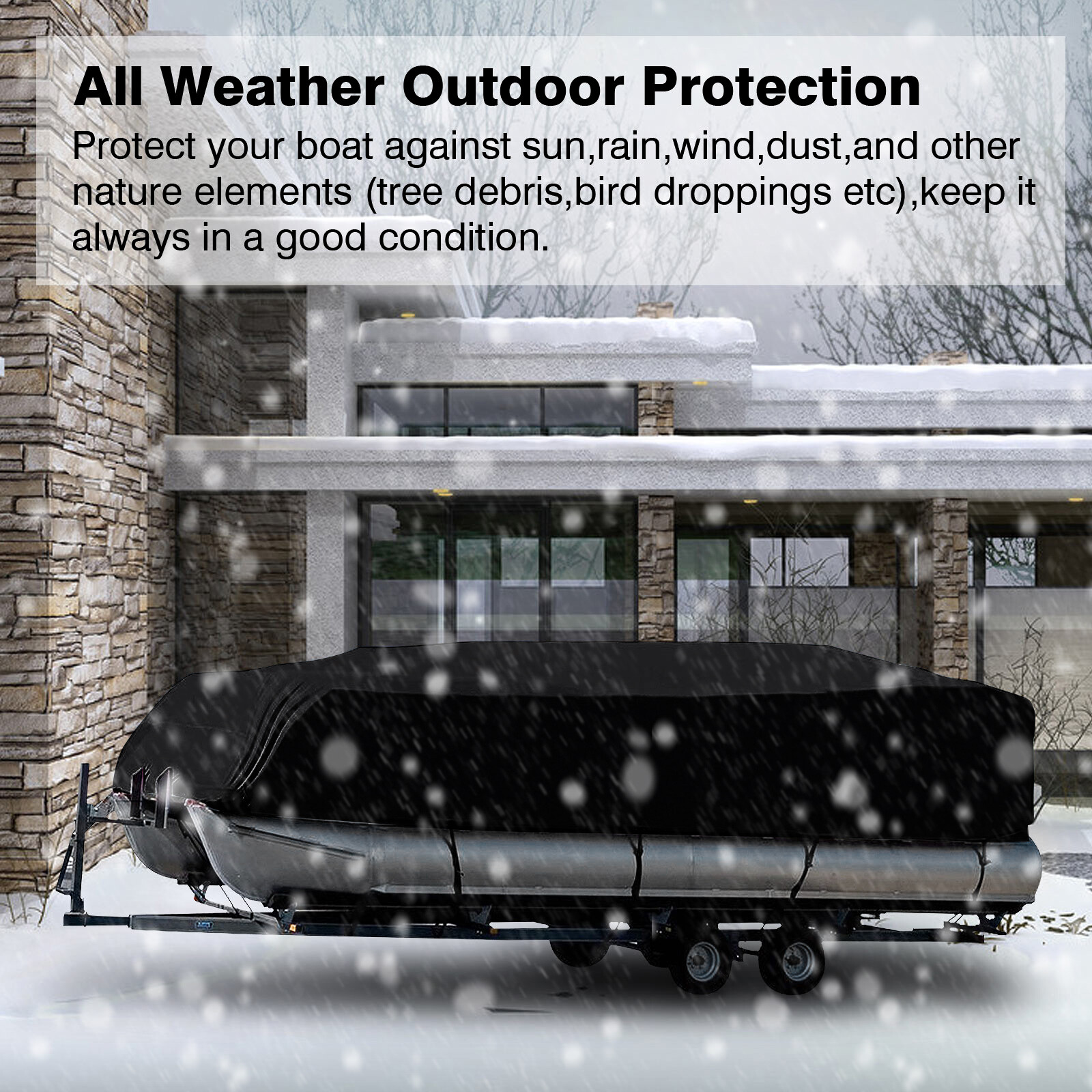 21-24Ft Waterproof Heavy Duty Pontoon Boat Cover Outdoor UV Rain Dust Protection