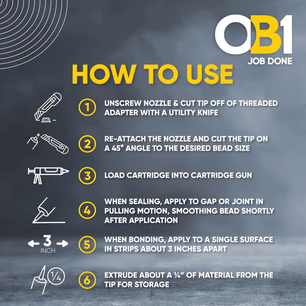 OB1 Universal Caulk Sealant & Adhesive Black 10.1oz | 10.1oz,