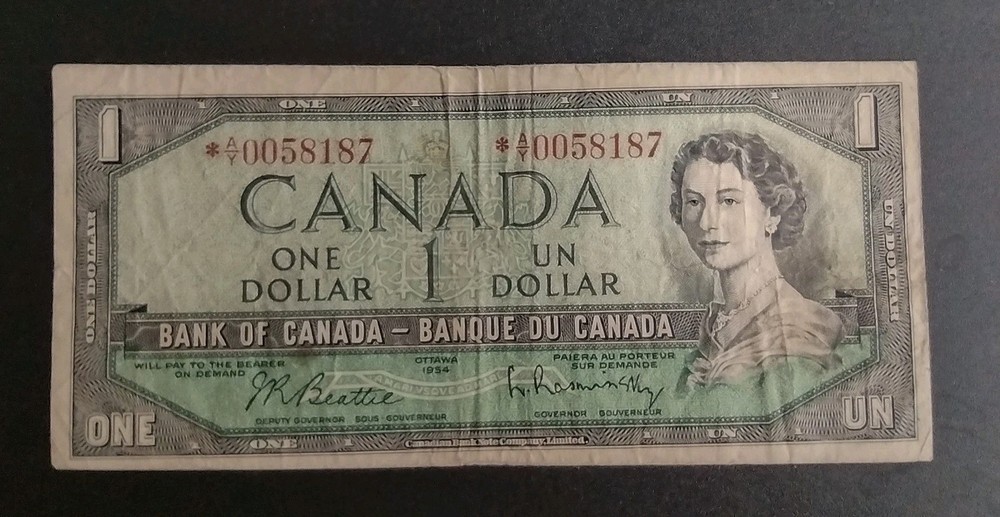 1954 Canada 1 Dollar Replacement Banknote V356