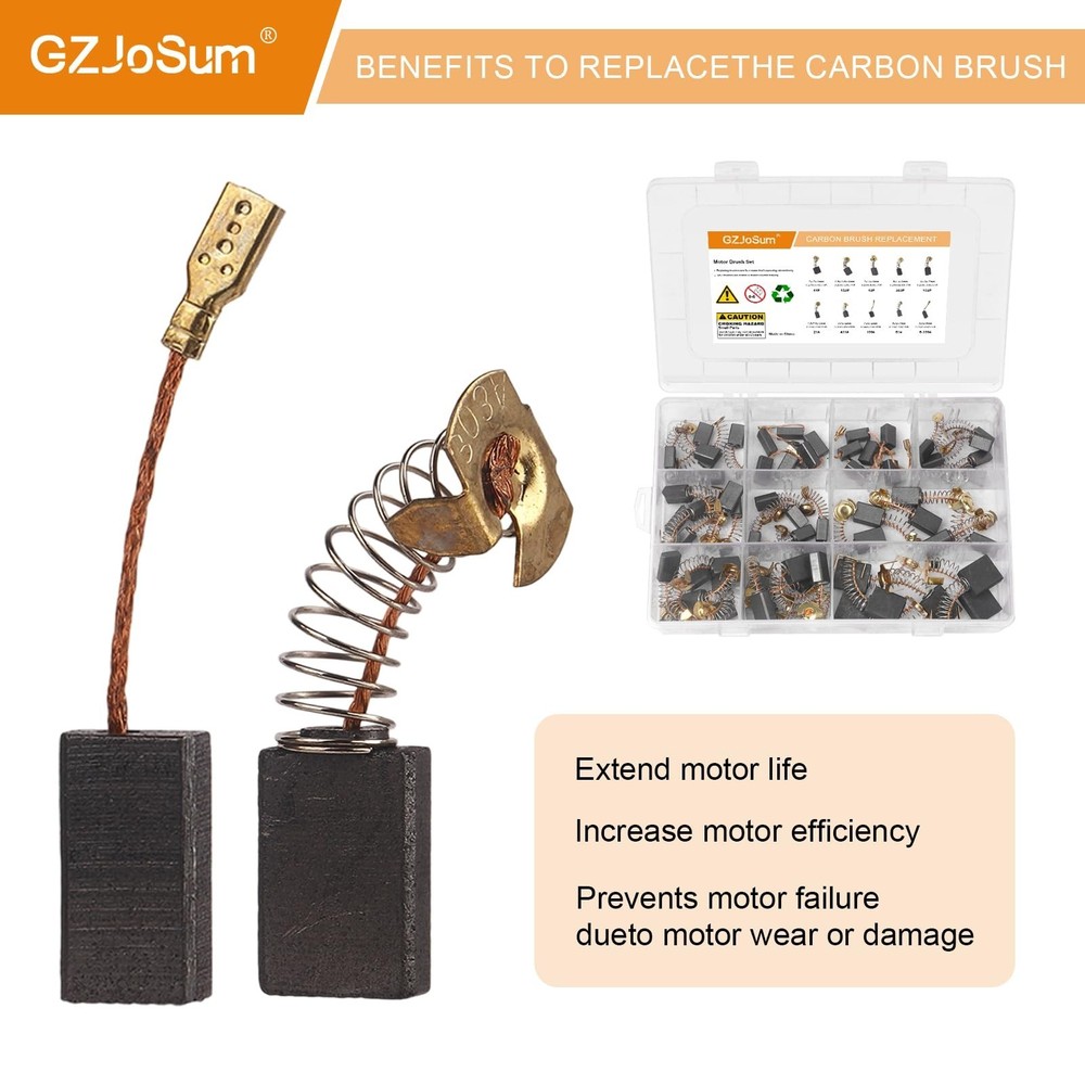 60 Pack Electric Motor Carbon Brushes Set, 10 Different Sizes for Replacement...