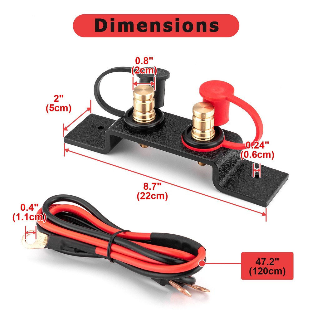 Remote Battery Terminal Relocation Kit Jump Post Cable for Polaris Ranger 1000