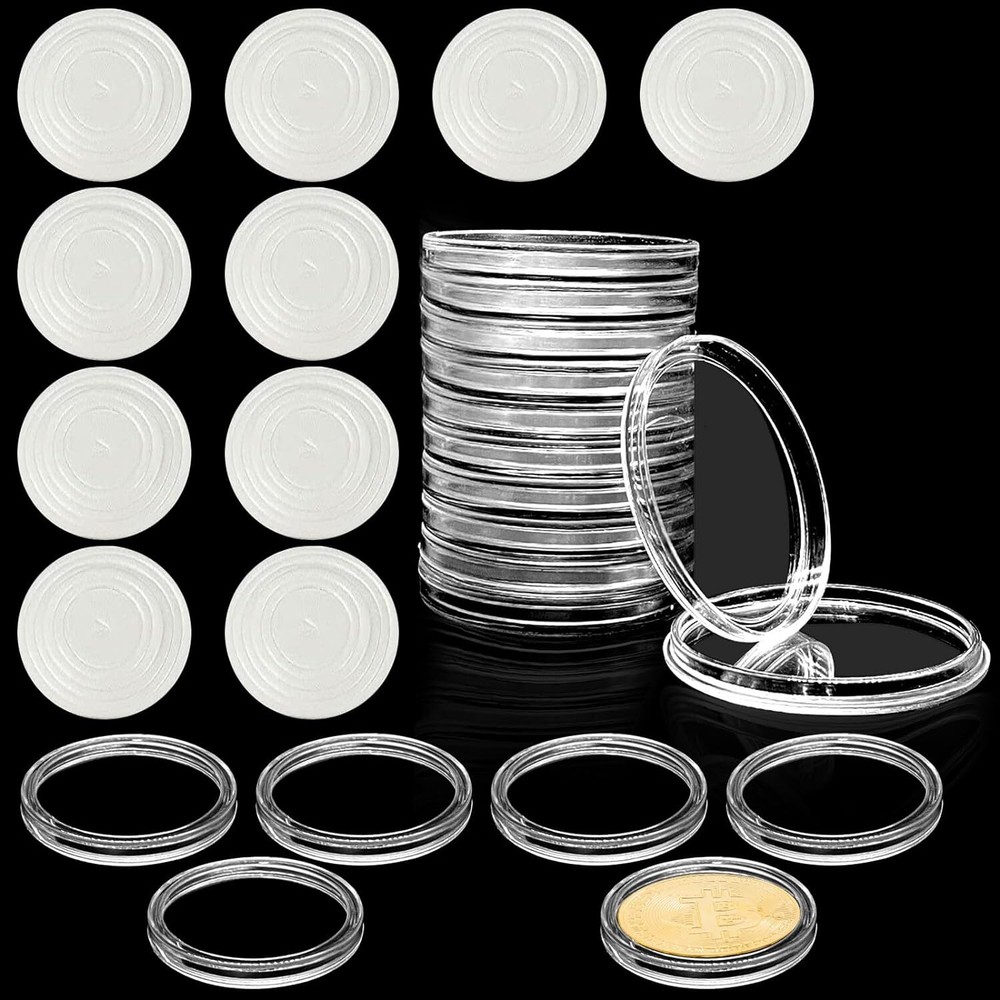 100PC 46mm Coin Storage Box Round Clear Plastic Case Capsules Container Holder