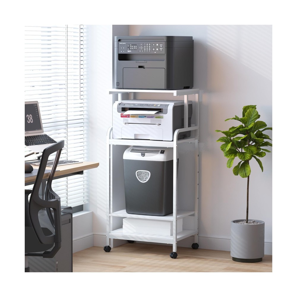 4-Tier Printer Stand with Storage Shelf, Mobile Printer Table for Home Office...