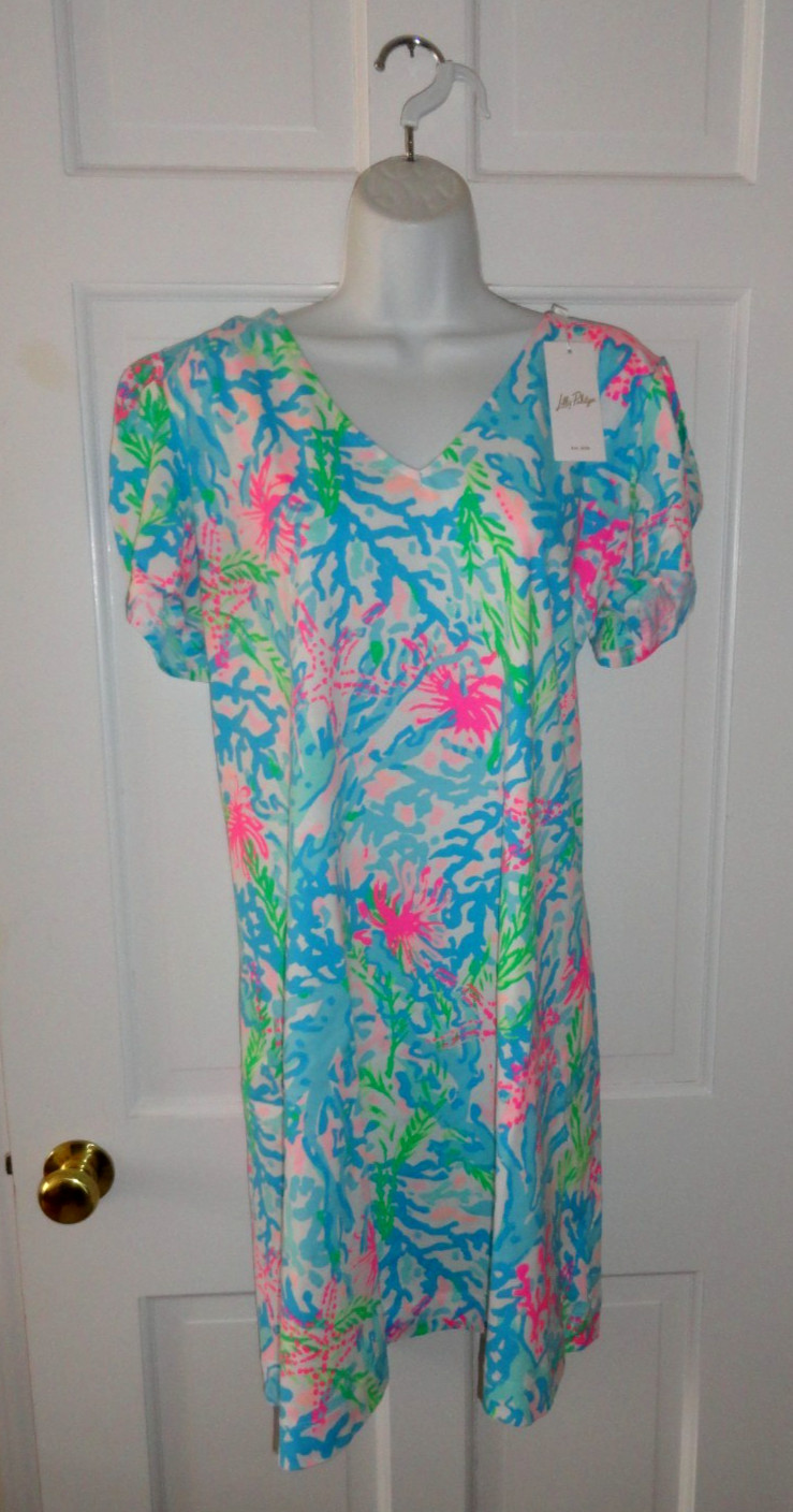 Lilly Pulitzer Aleece Dress XXL Multi Coral Bay Short Sleeve
