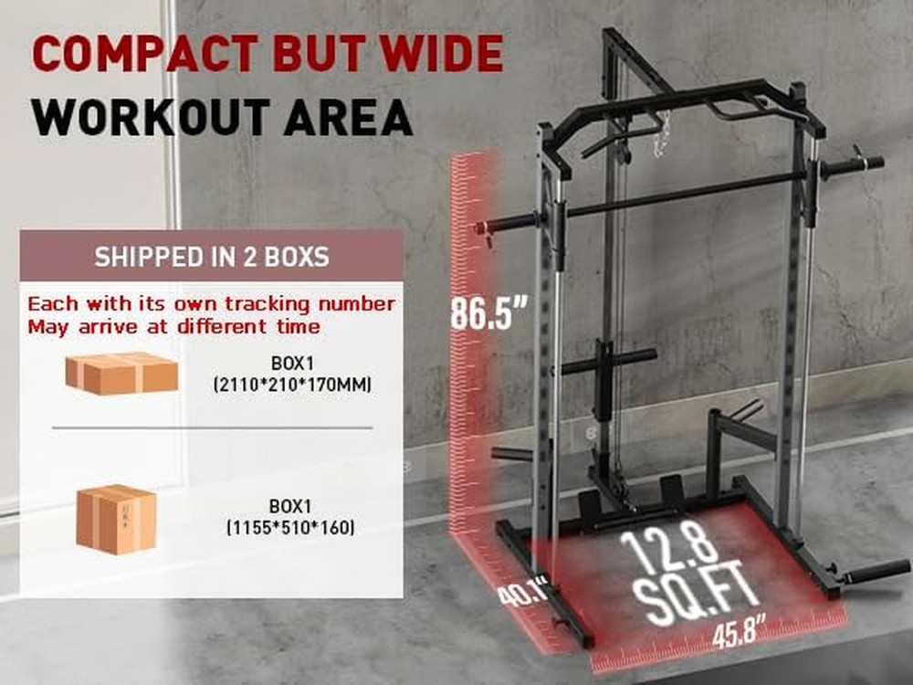 All-In-One Adjustable Smith Machine with Lat-Pull down System Multi-Function Pow