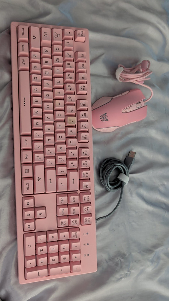 ONIKUMA C52 Gaming Pink Wired USB Keyboard & Mouse Bundle Plug & Play