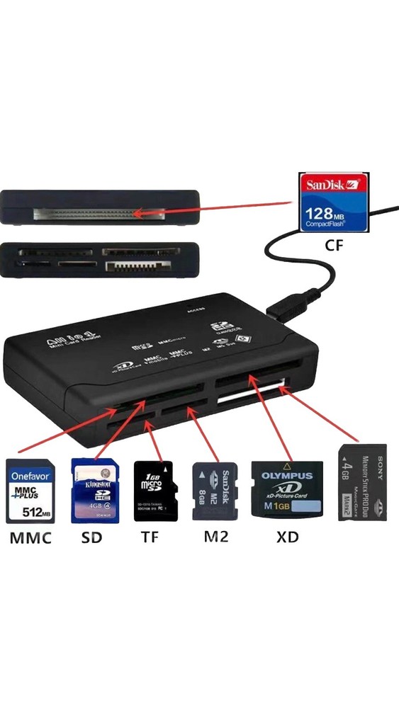 High Speed Portable Multiple Memory 7-in-1 USB 3.0 XD CF MS SD MMC Card Reader
