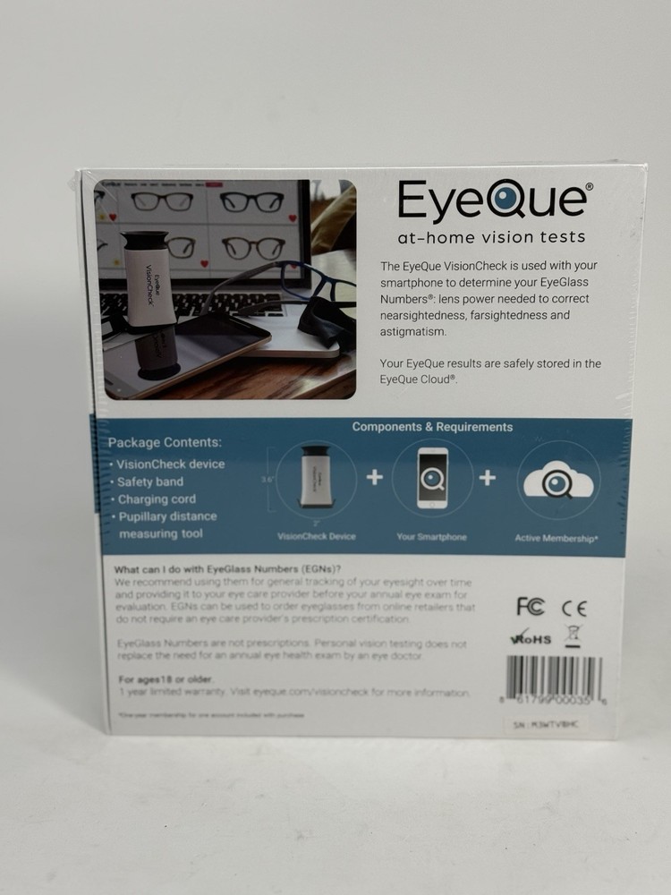 EyeQue Personal Vision Tracker Ophthalmic Refractometer Home Test Kit