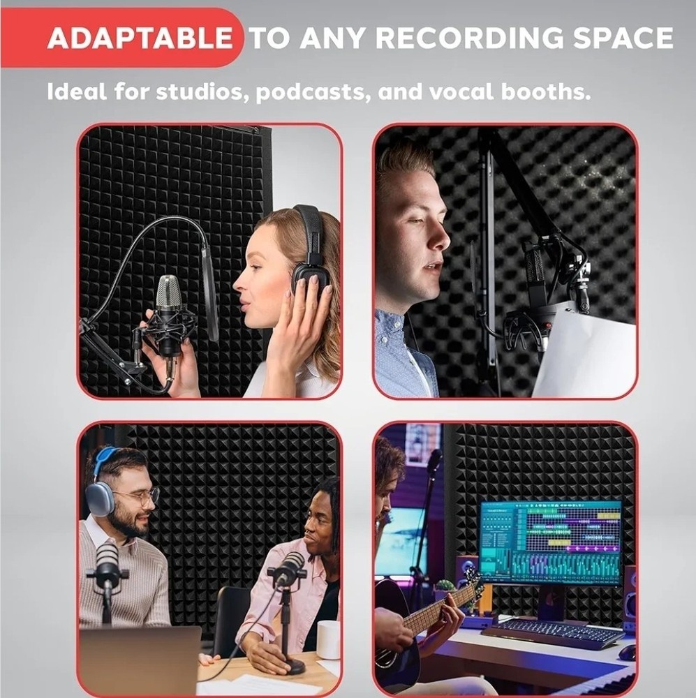 Pyle High Density 2" Thick Foam Sound Dampening Wall Microphone Isolation Panel