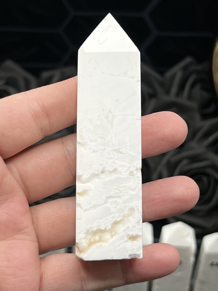 Natural White Agate Points Druzy L@@K Free ship & Gift