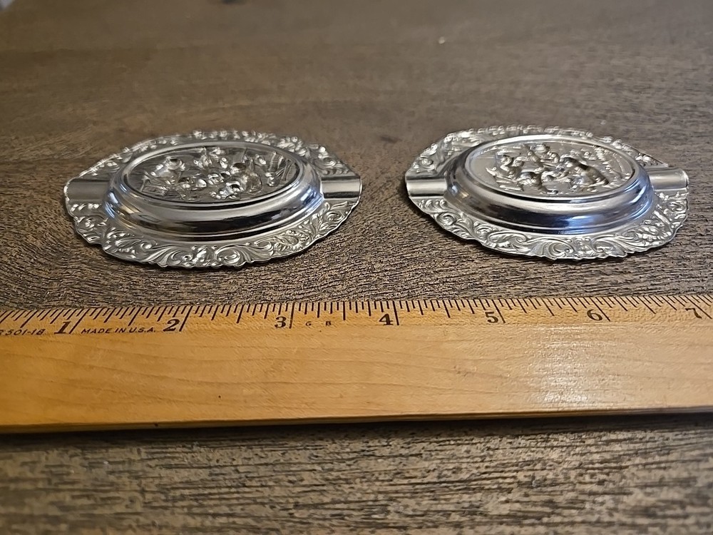 2 Small Vintage Silver Plated Ashtrays See All Pics And Description