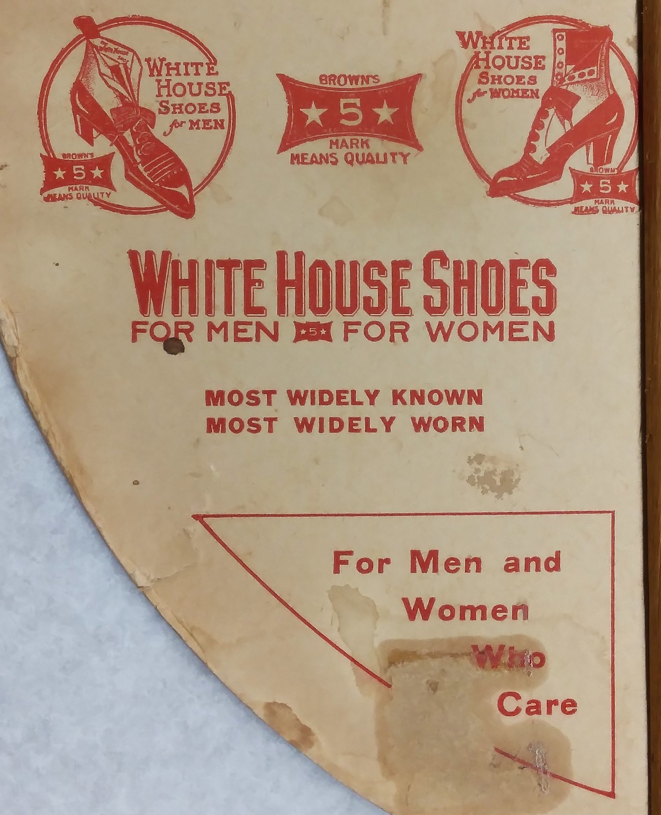 Buster Brown Blue Ribbon Shoes c1910s Handheld Ad Fan Used