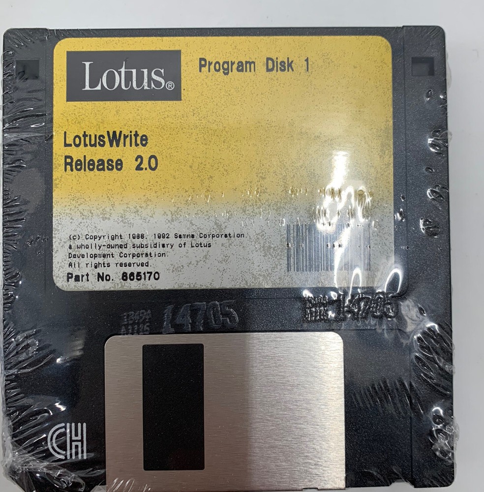 Vintage Lotus Write H D Disk 2.0 Processing Program IBM PC 3.5 New Open Box 1988