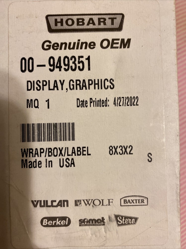 HOBART Display Graphics 00-949351   *NEW*