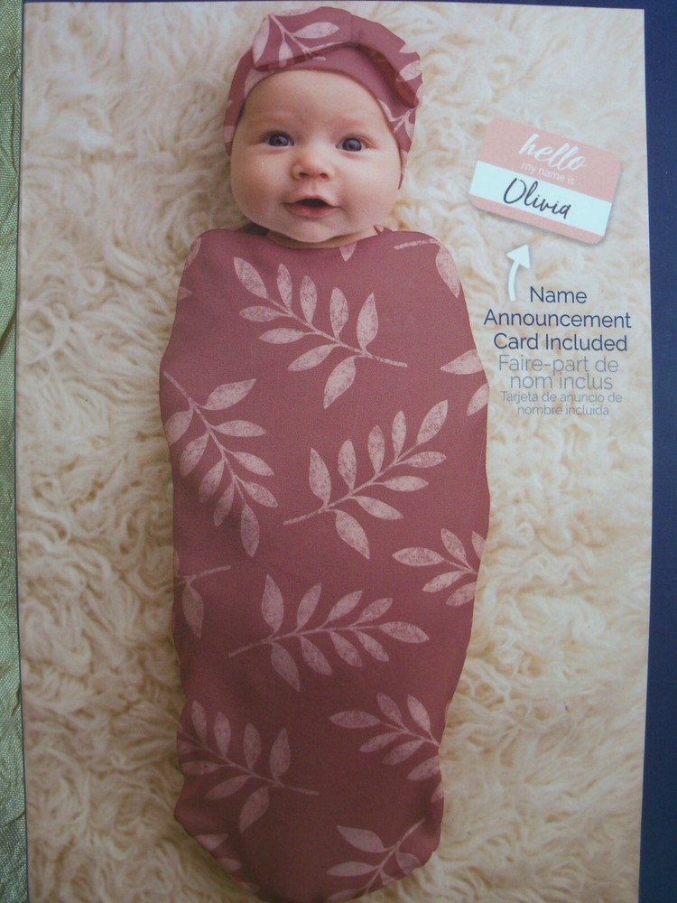 Itzy Ritzy Cutie Cocoon™ Matching wrap & hat set Dusty Leaf Pattern 0-3mts