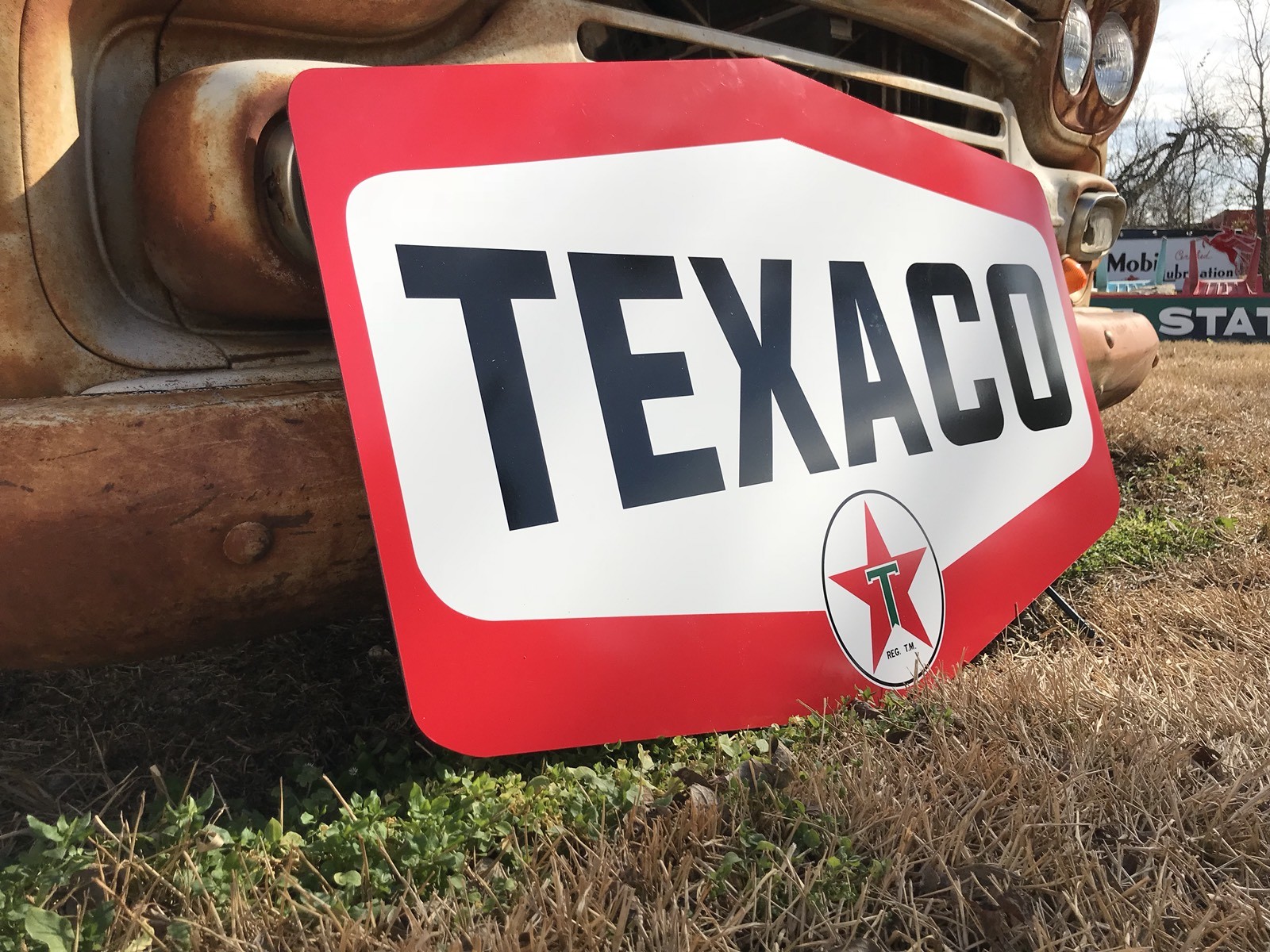 Antique Vintage Old Style Texaco Motor Oil Sign