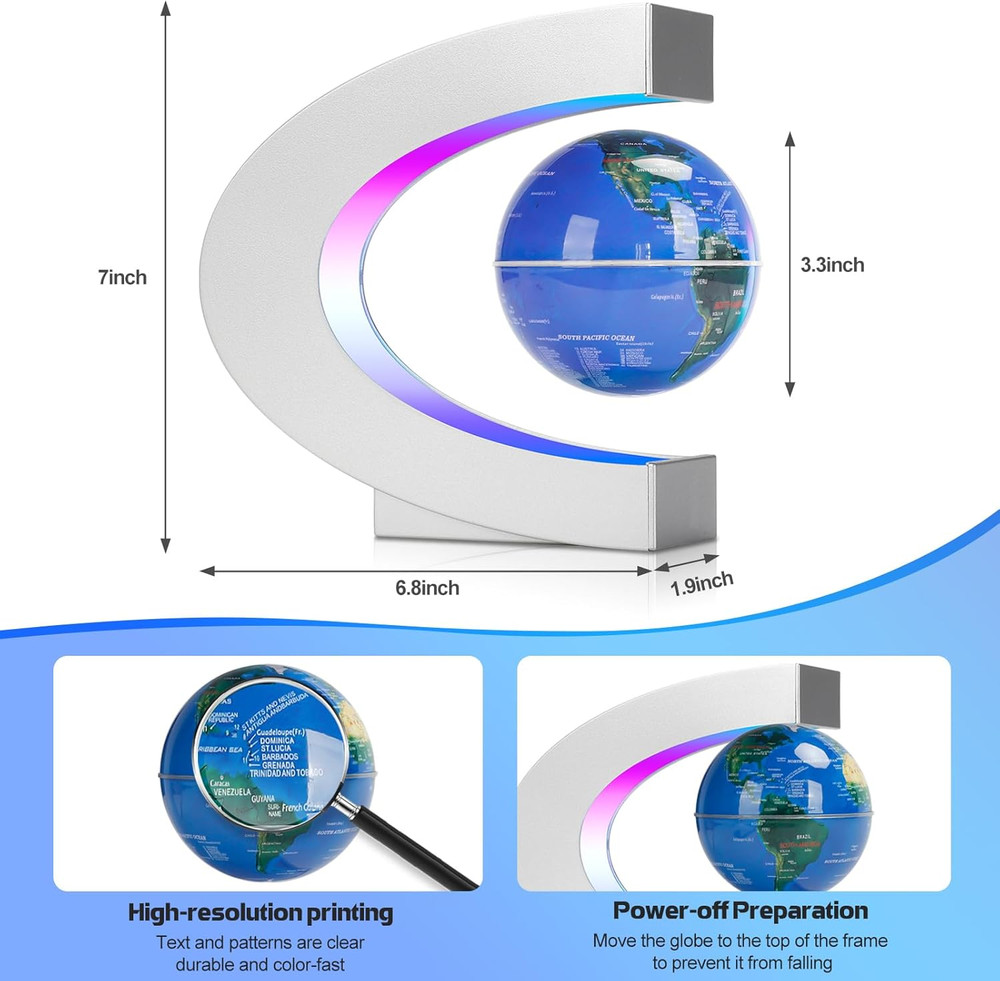 Magnetic Levitating Floating Globe Lamp with Multicolor LED Lights, Cool Gadgets