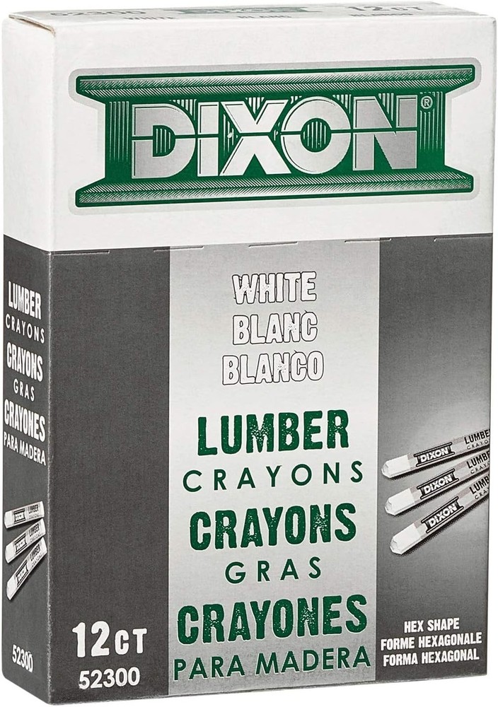 Non-Toxic White Lumber Marking Crayons - Hexagonal, 12 Count - For All Projects