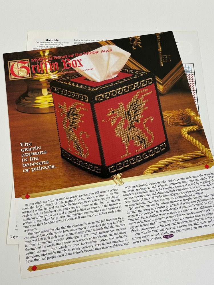 Griffin Box Plastic Canvas Pattern Pages from Magazine
