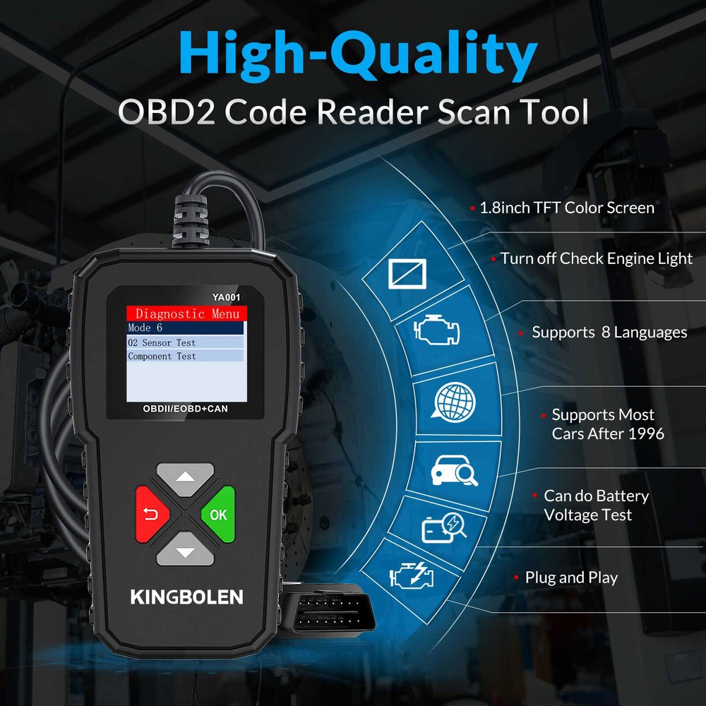 KINGBOLEN YA001 OBD2 Scanner Car Code Reader Full OBDII Diagnostic Scan Tool USA