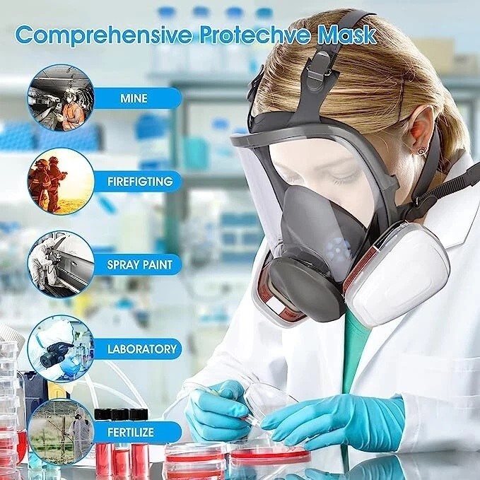 Full Face Gas Mask Painting Spraying Respirator w/Filters for 6800 Facepiece US